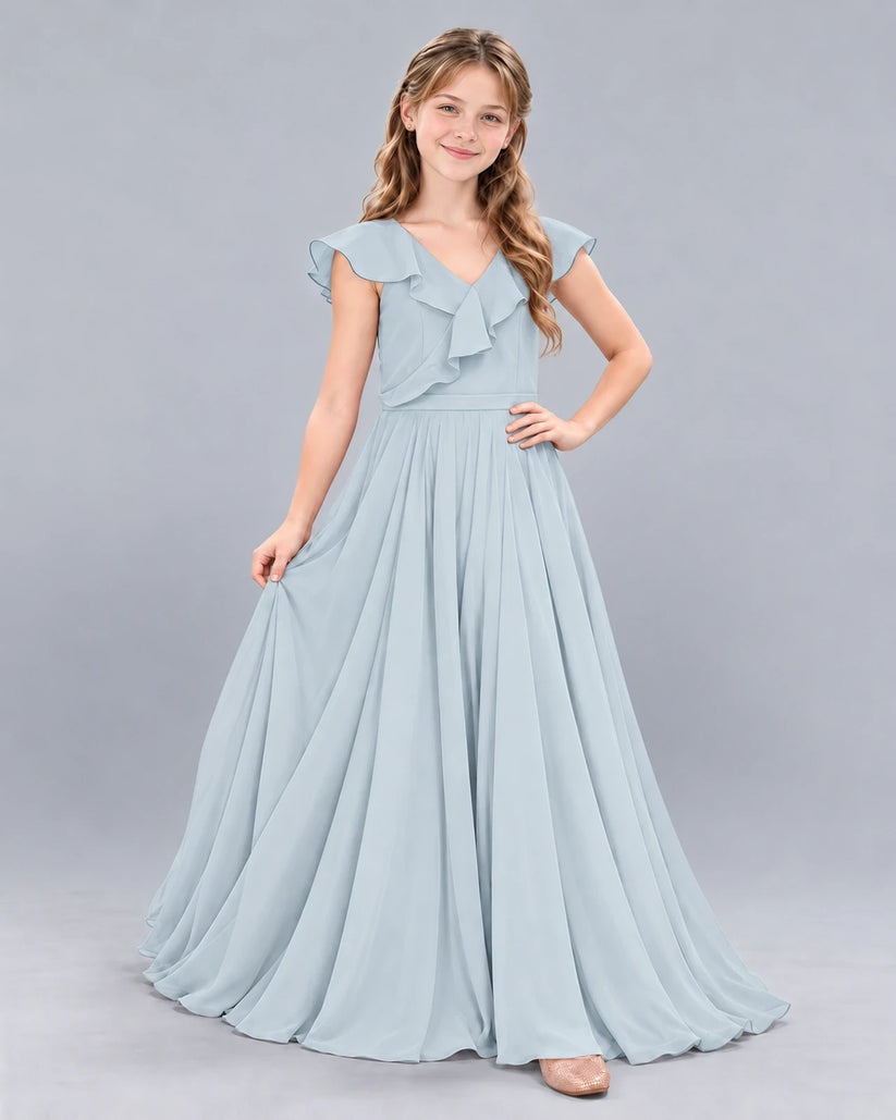 Mist A-line Junior Bridesmaid Dress Front