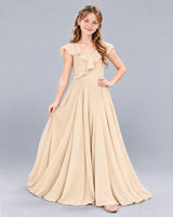 Peach A-line Junior Bridesmaid Dress Front
