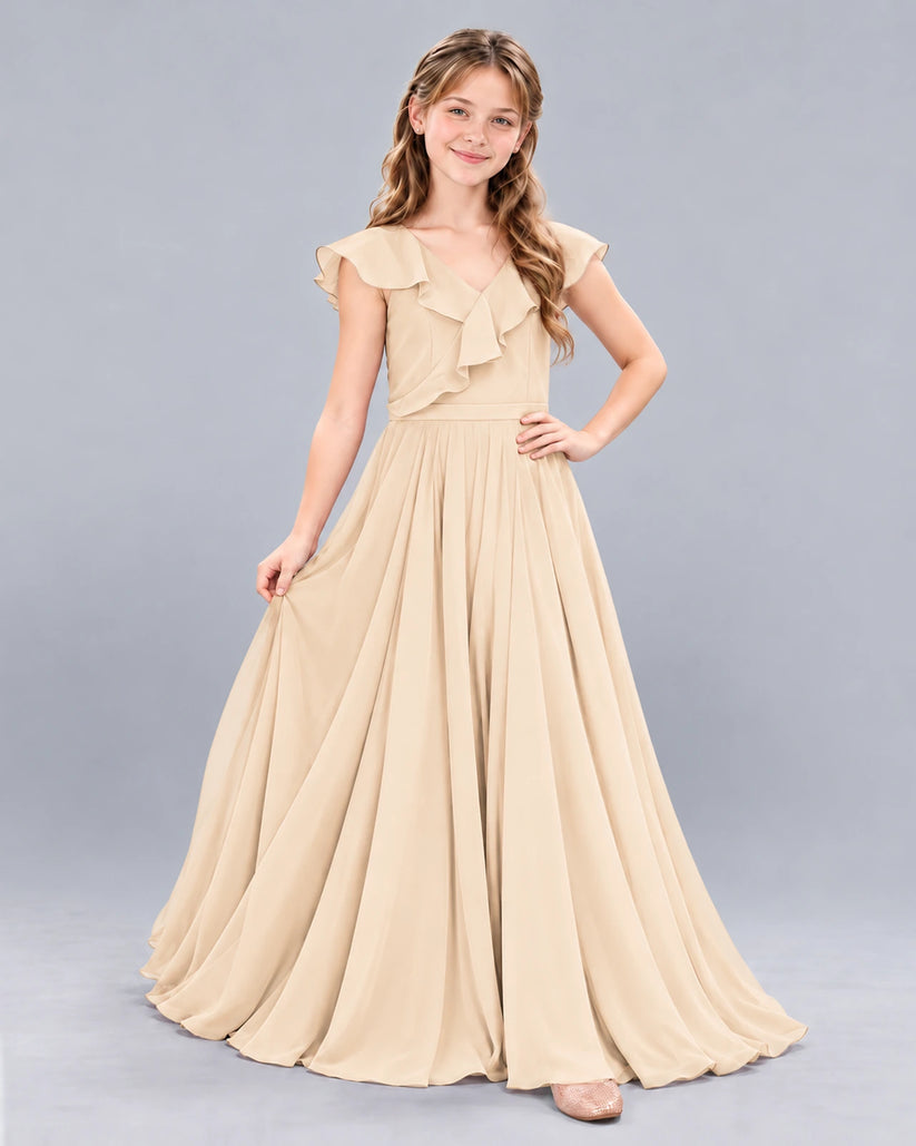 Peach A-line Junior Bridesmaid Dress Front