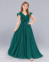 Peacock A-line Junior Bridesmaid Dress Front