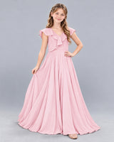 Pink A-line Junior Bridesmaid Dress Front