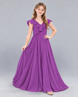 Purple A-line Junior Bridesmaid Dress Front