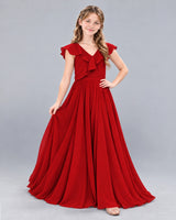 Red A-line Junior Bridesmaid Dress Front