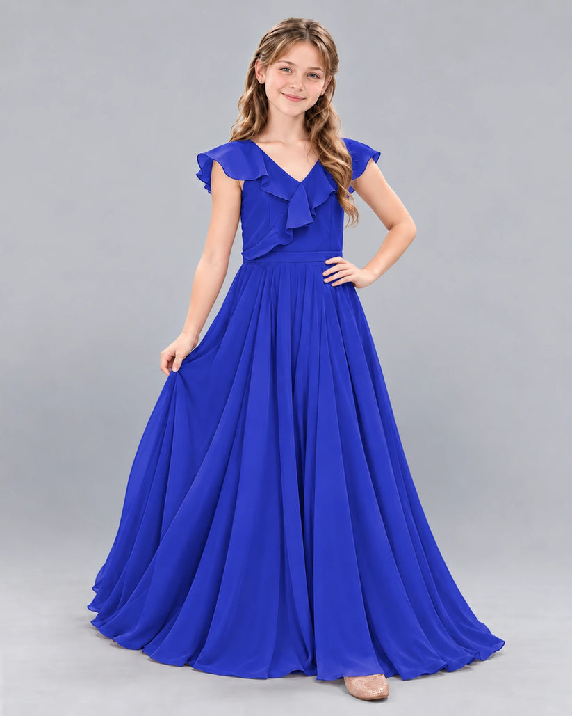 Royal Blue A-line Junior Bridesmaid Dress Front
