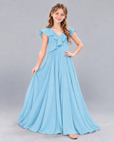 Sky Blue A-line Junior Bridesmaid Dress Front