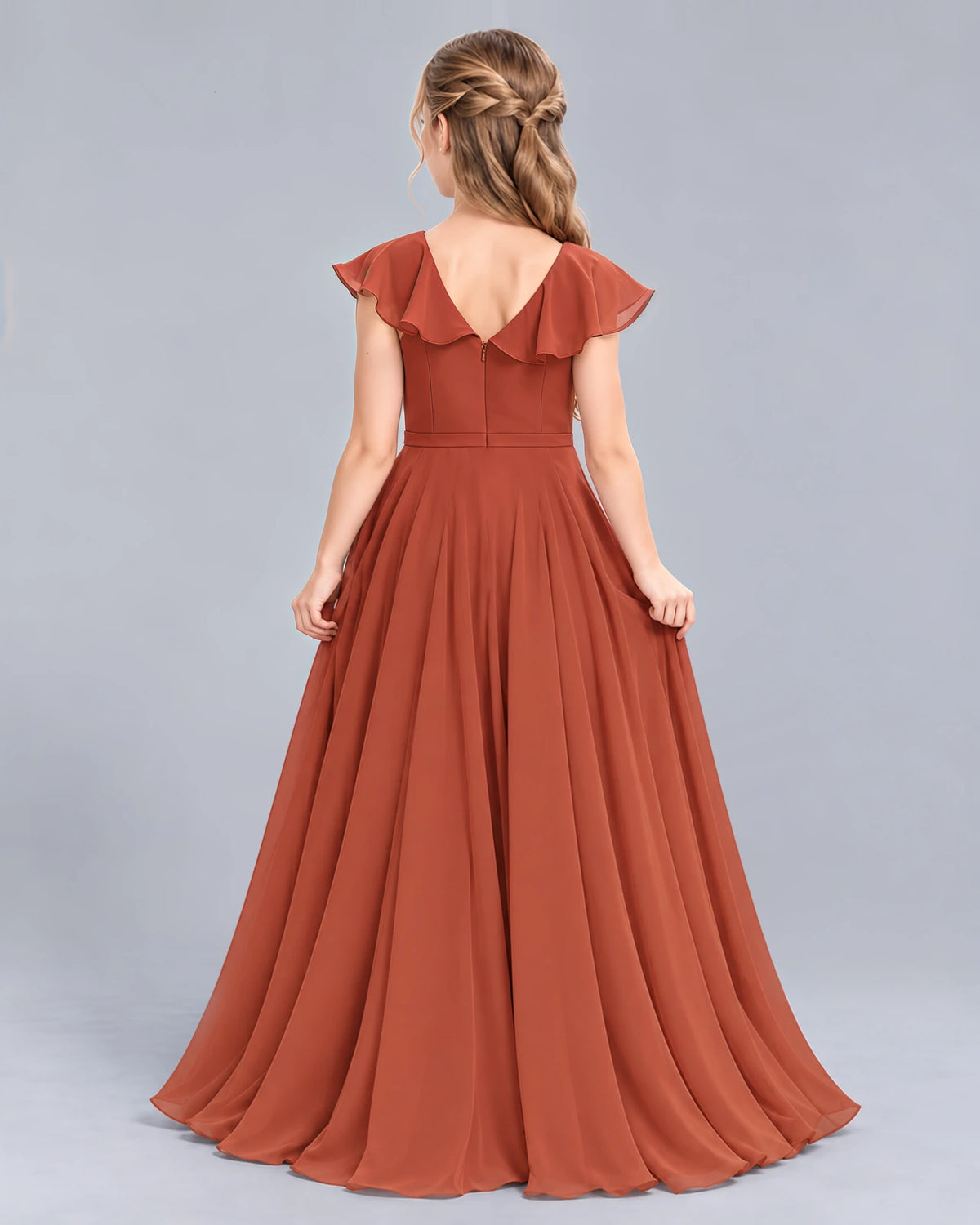 Vermilion A-line Junior Bridesmaid Dress Back [Shared]