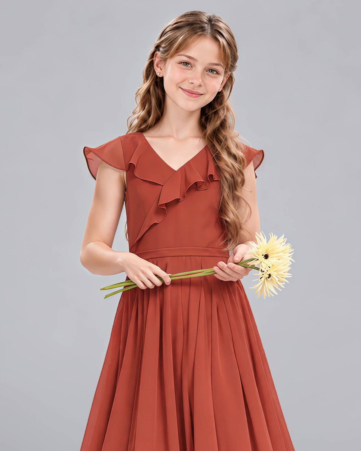 Vermilion A-line Junior Bridesmaid Dress Detail [Shared]