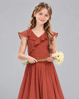 Vermilion A-line Junior Bridesmaid Dress Detail [Shared]