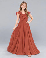 Vermilion A-line Junior Bridesmaid Dress Front