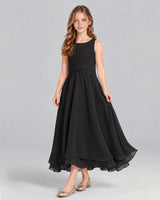 Black A-line Junior Bridesmaid Dress Front