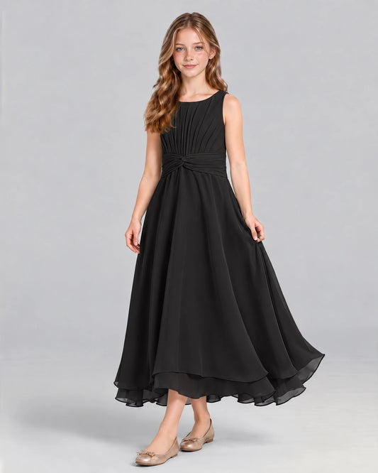 Black A-line Junior Bridesmaid Dress Front