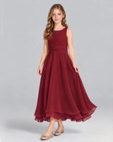 Burgundy A-line Junior Bridesmaid Dress Front