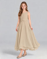 Champagne A-line Junior Bridesmaid Dress Front