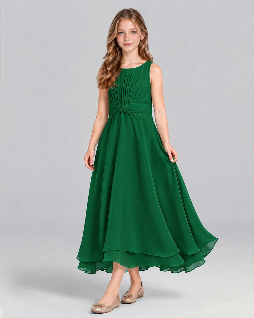 Dark Green A-line Junior Bridesmaid Dress Front