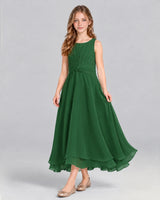 Emerald Green A-line Junior Bridesmaid Dress Front