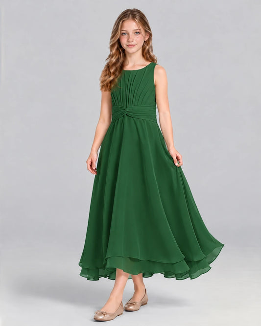 Emerald Green A-line Junior Bridesmaid Dress Front