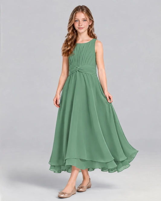 Eucalyptus A-line Junior Bridesmaid Dress Front