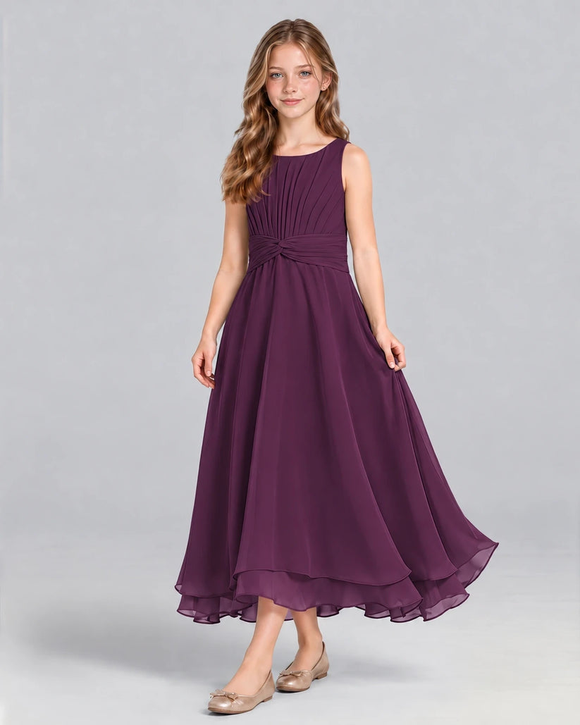 Grape A-line Junior Bridesmaid Dress Front