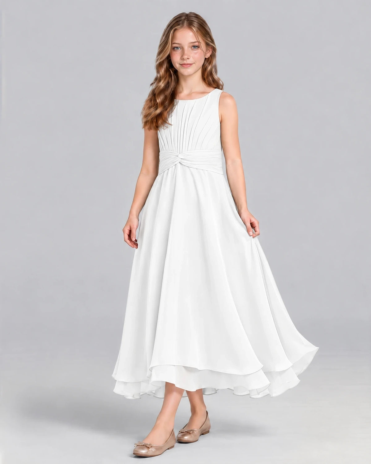 Ivory A-line Junior Bridesmaid Dress Front
