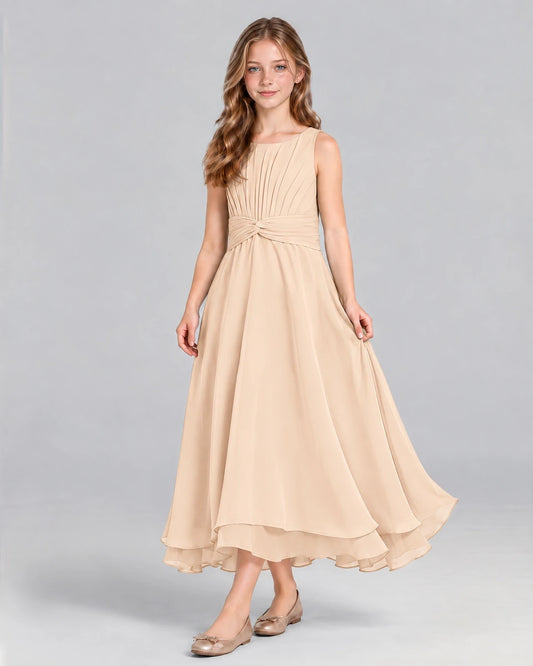 Peach A-line Junior Bridesmaid Dress Front