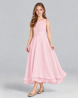 Pink A-line Junior Bridesmaid Dress Front