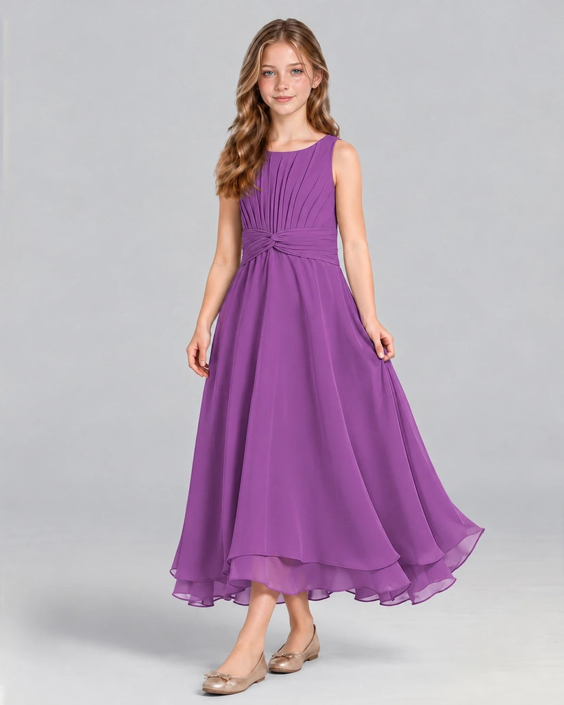 Purple A-line Junior Bridesmaid Dress Front