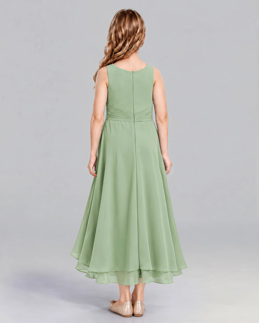 Sage Green A-line Junior Bridesmaid Dress Back [Shared]