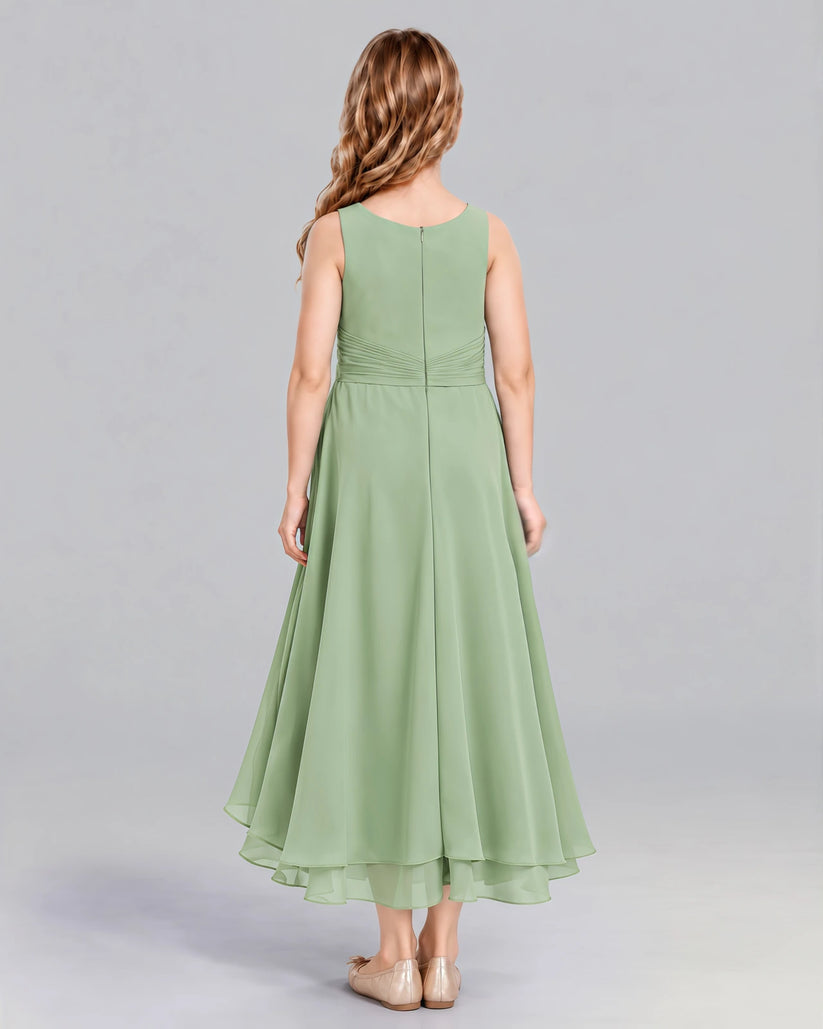 Sage Green A-line Junior Bridesmaid Dress Back [Shared]