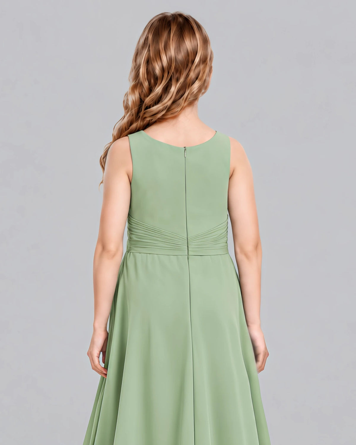 Sage Green A-line Junior Bridesmaid Dress Back_Detail [Shared]