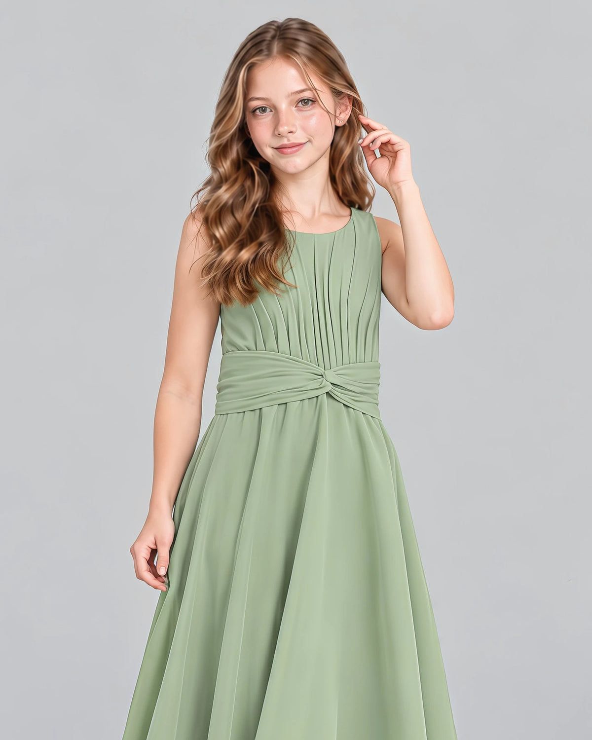 Sage Green A-line Junior Bridesmaid Dress Detail [Shared]