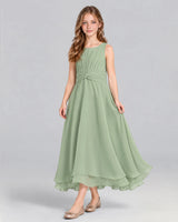 Sage Green A-line Junior Bridesmaid Dress Front