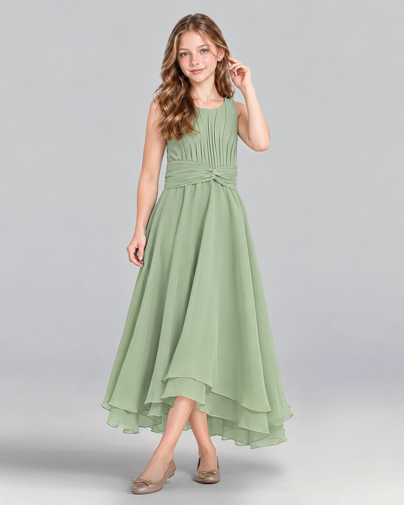 Sage Green A-line Junior Bridesmaid Dress Pose [Shared]
