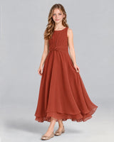 Vermilion A-line Junior Bridesmaid Dress Front