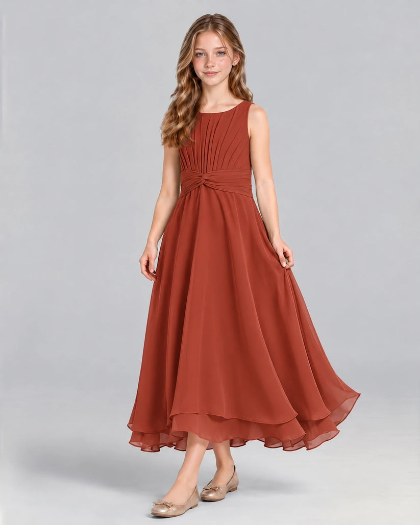 Vermilion A-line Junior Bridesmaid Dress Front