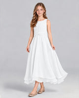 White A-line Junior Bridesmaid Dress Front