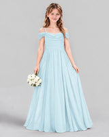 Baby Blue A-line Junior Bridesmaid Dress Front