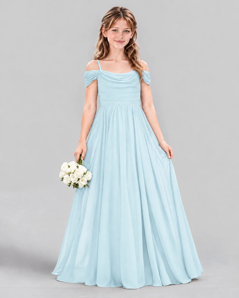 Baby Blue A-line Junior Bridesmaid Dress Front