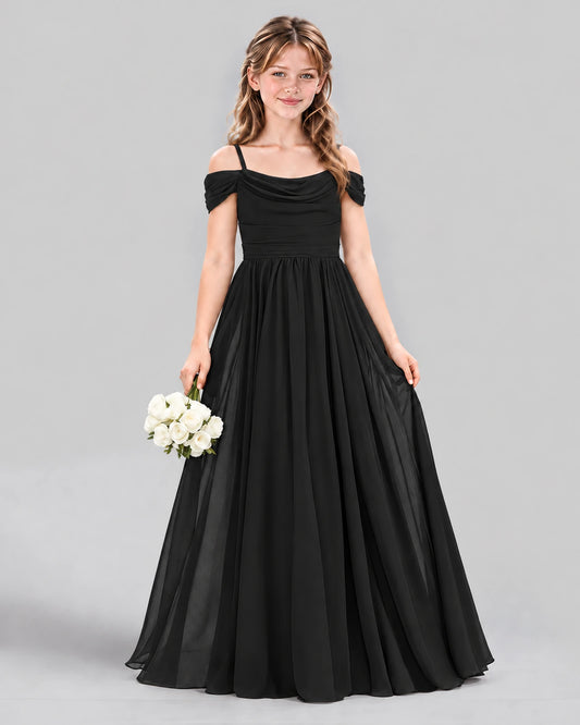 Black A-line Junior Bridesmaid Dress Front