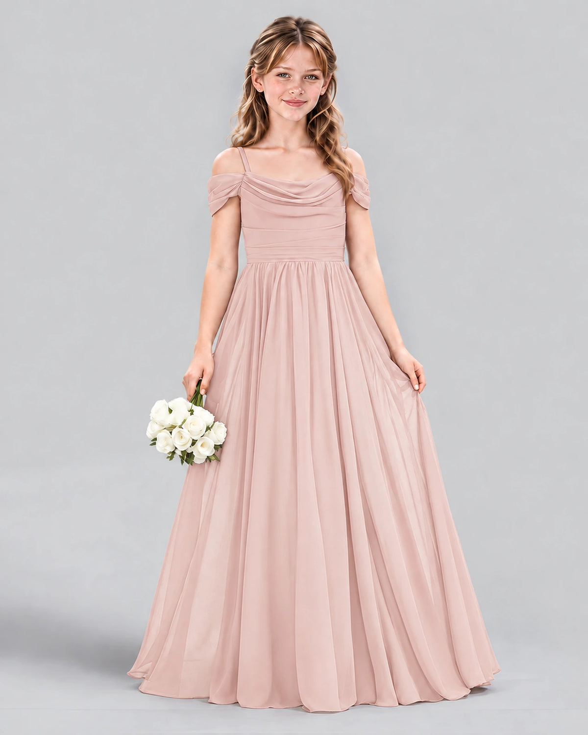 Blush Pink A-line Junior Bridesmaid Dress Front