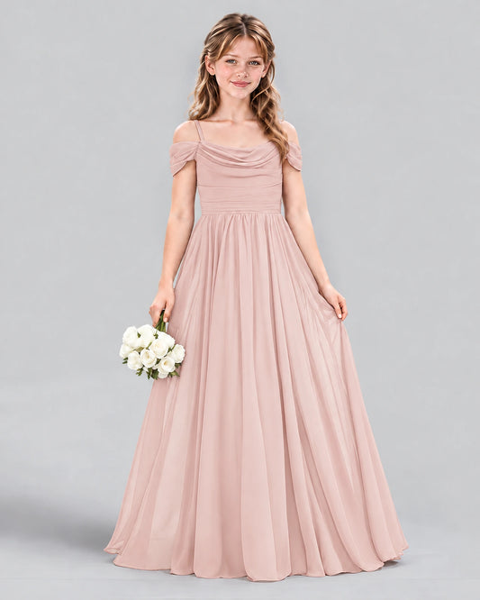 Blush Pink A-line Junior Bridesmaid Dress Front