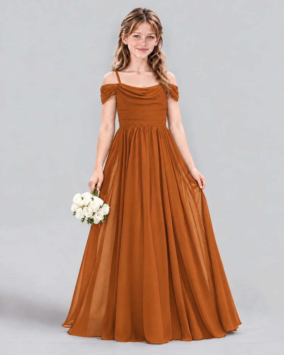 Burnt Orange A-line Junior Bridesmaid Dress Front