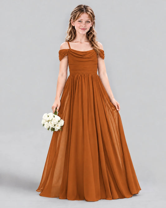Burnt Orange A-line Junior Bridesmaid Dress Front