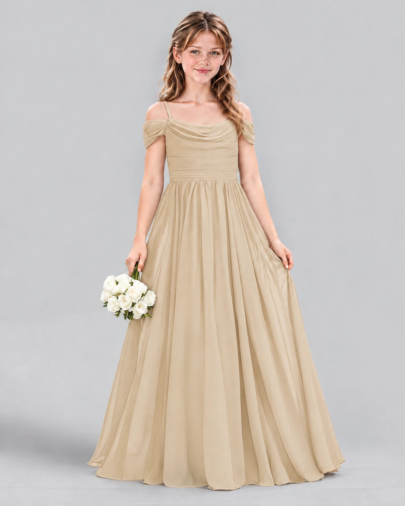 Champagne A-line Junior Bridesmaid Dress Front