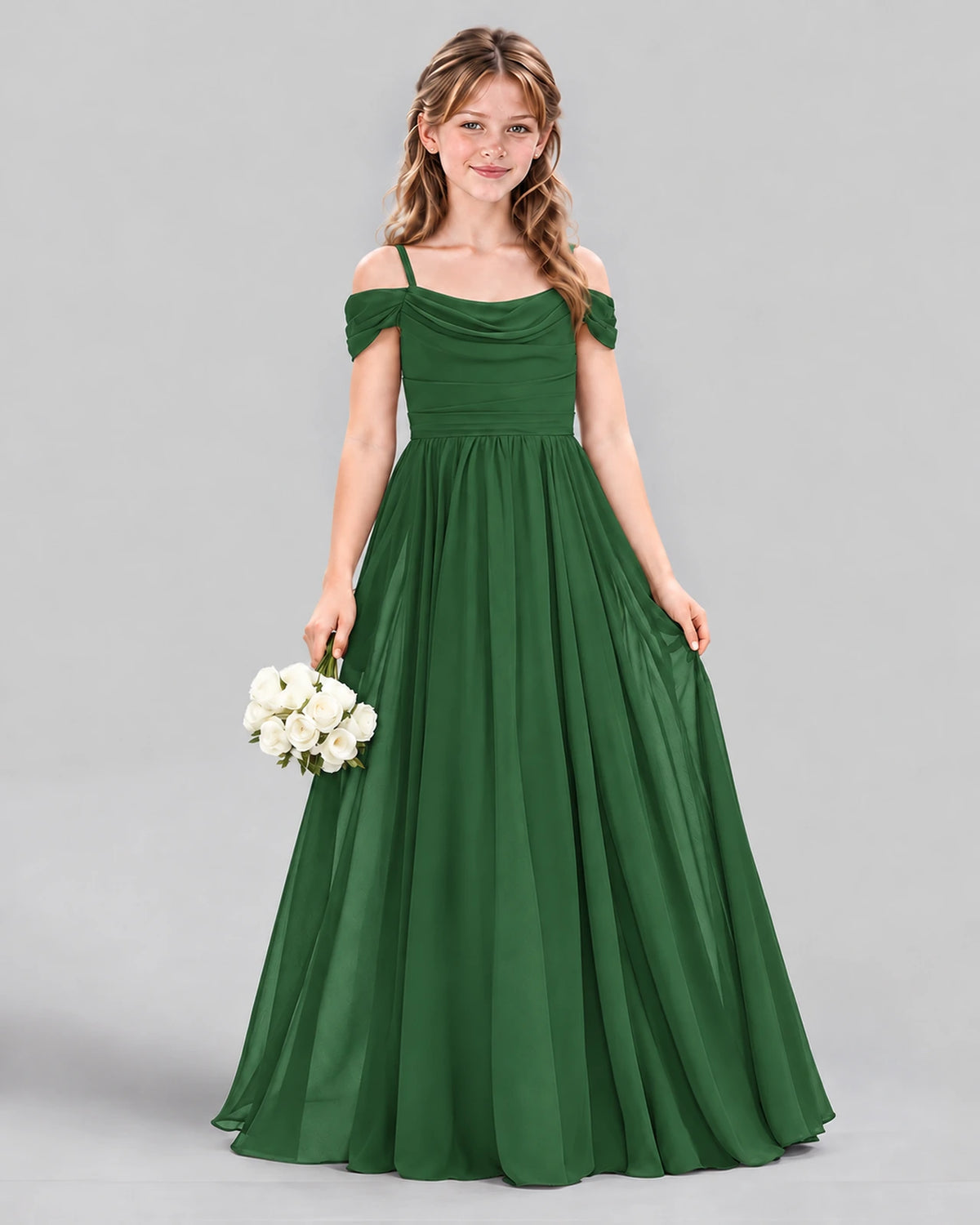 Emerald Green A-line Junior Bridesmaid Dress Front