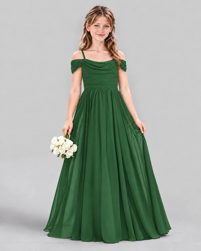 Emerald Green A-line Junior Bridesmaid Dress Front