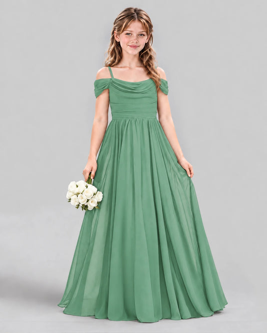 Eucalyptus A-line Junior Bridesmaid Dress Front