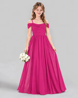 Hot Pink A-line Junior Bridesmaid Dress Front