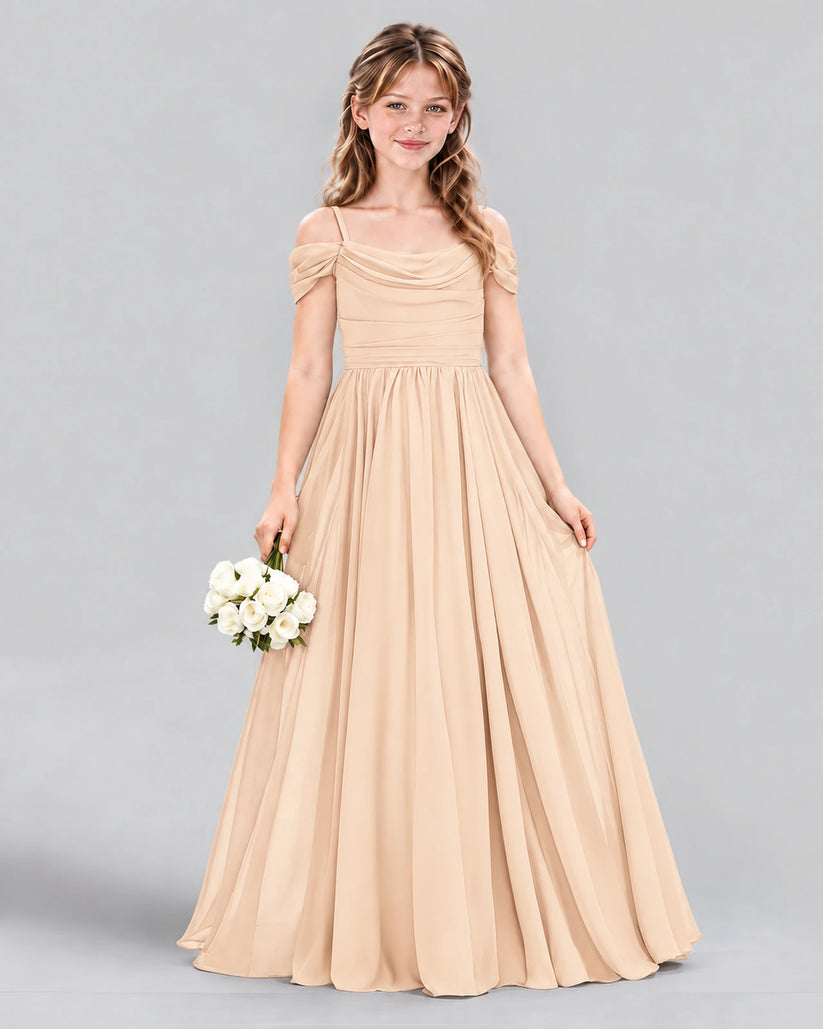 Peach A-line Junior Bridesmaid Dress Front