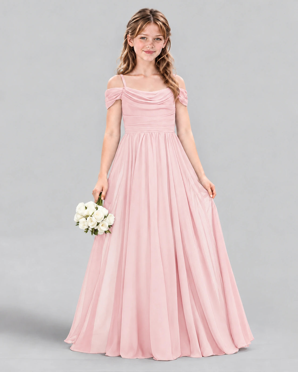 Pink A-line Junior Bridesmaid Dress Front
