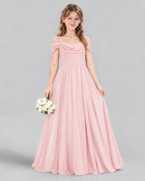 Pink A-line Junior Bridesmaid Dress Front